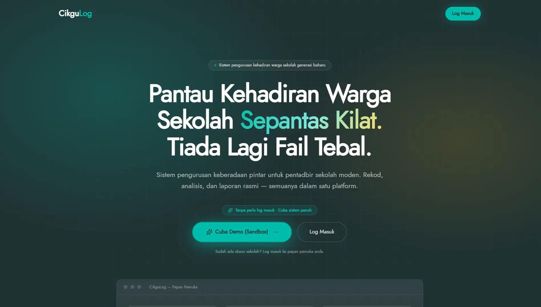 Paparan aplikasi CikguLog