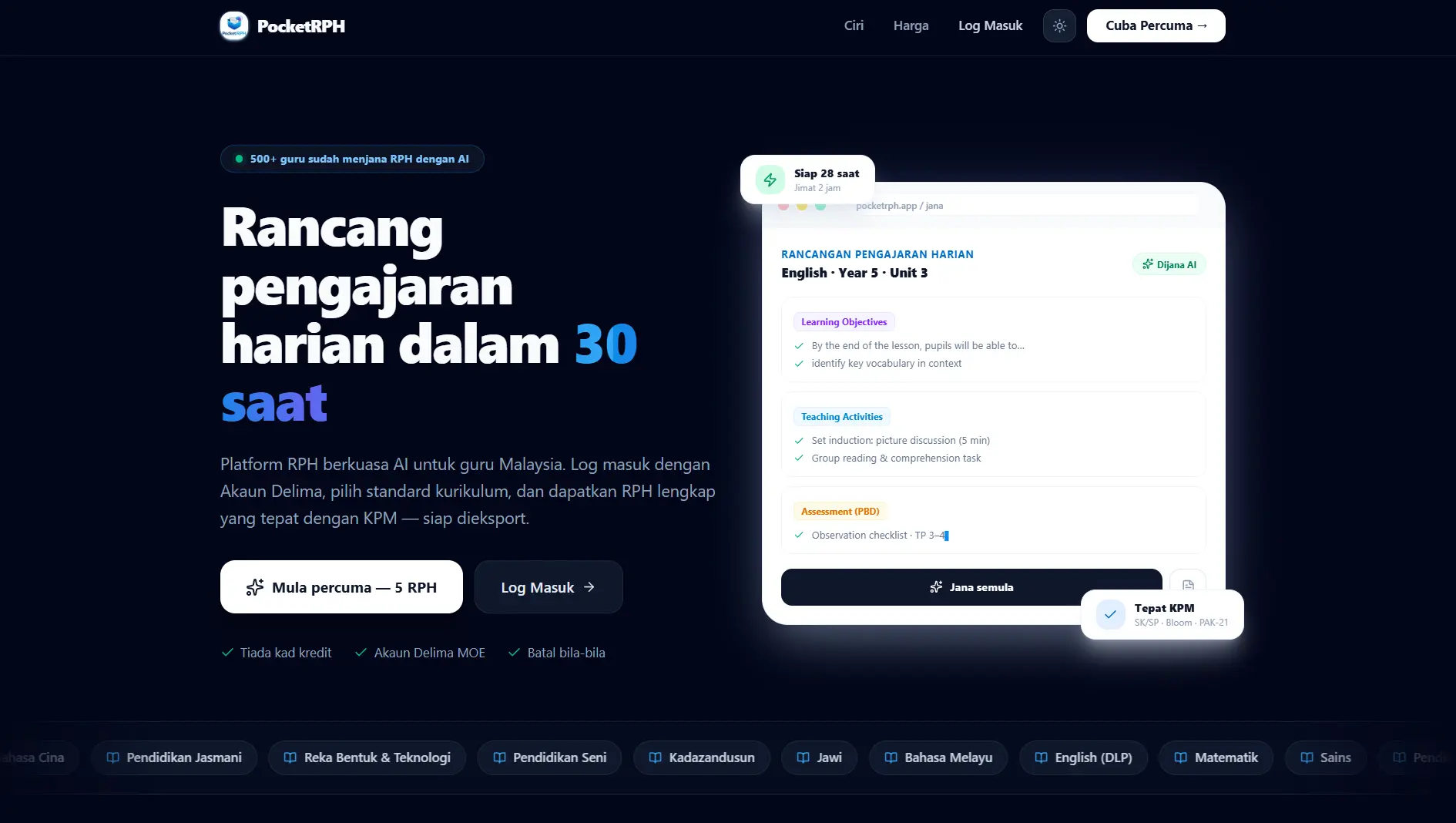 Paparan aplikasi PocketRPH